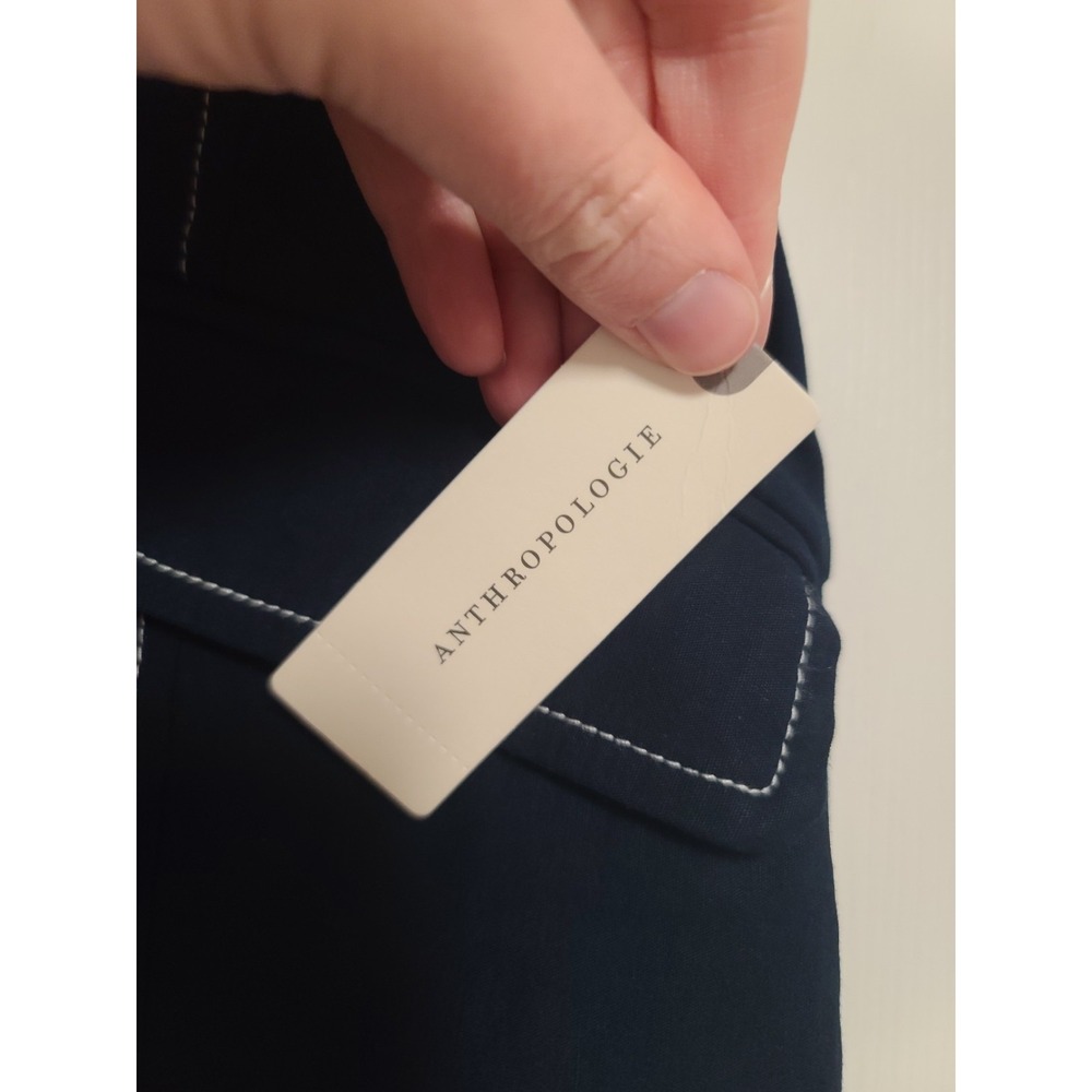 Maeve By Anthropologie Navy Blue Midi Skirt With White Stitching - Picture 6 of 15